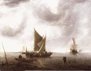 REMBRANDT Harmenszoon van Rijn Ships at Anchor on a Calm Sea USA oil painting artist